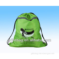 2014 Promotional Bag 420D Polyester Green Drawstring bag with Screen logo Printing